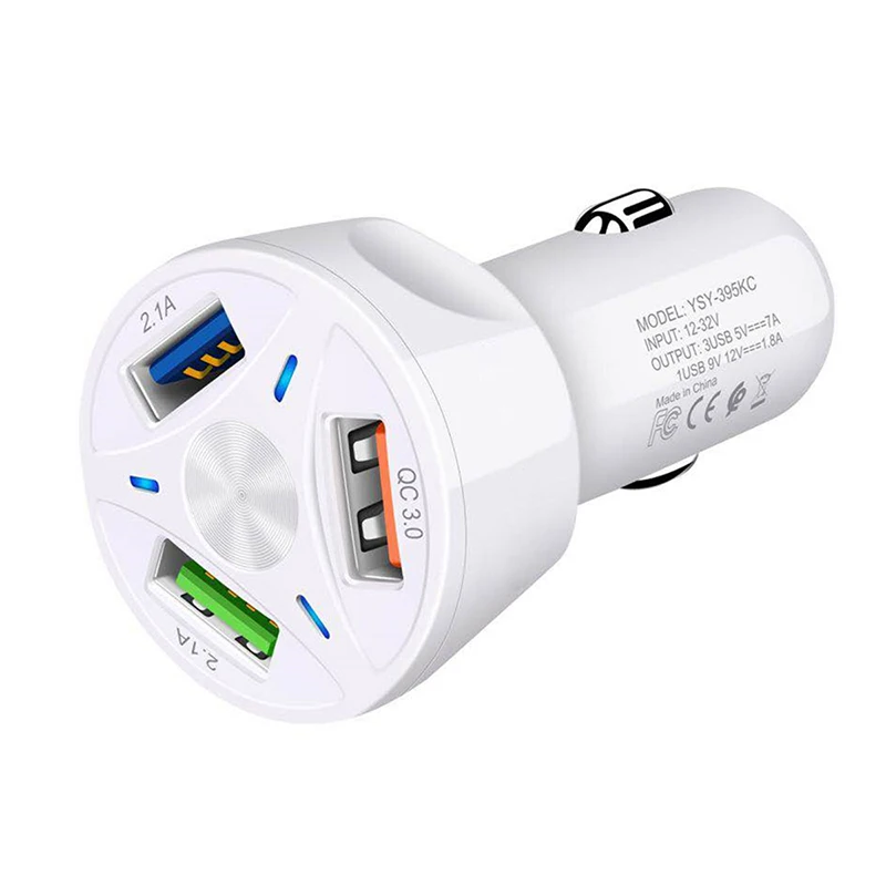 Адаптер для автомобильного прикуривателя с 3 USB портами быстрая зарядка QC3.0