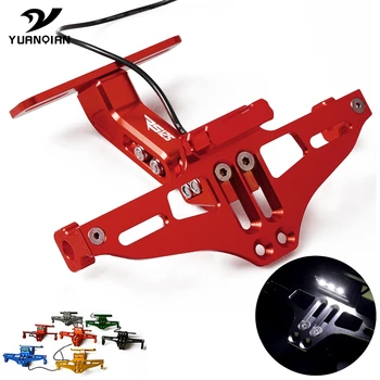 

Motorcycle CNC Adjustable Angle Rear License Number Plate Mount Holder Bracket with LED Light For YAMAHA RS125 RS 125 With Logo