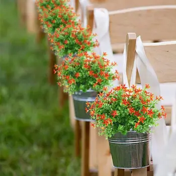 

Artificial Fake Plants 4pcs Faux Greenery Shrubs Simulation Plastic Bushes Indoor Outdoor Hanging Planter DIY Wedding Balcony De