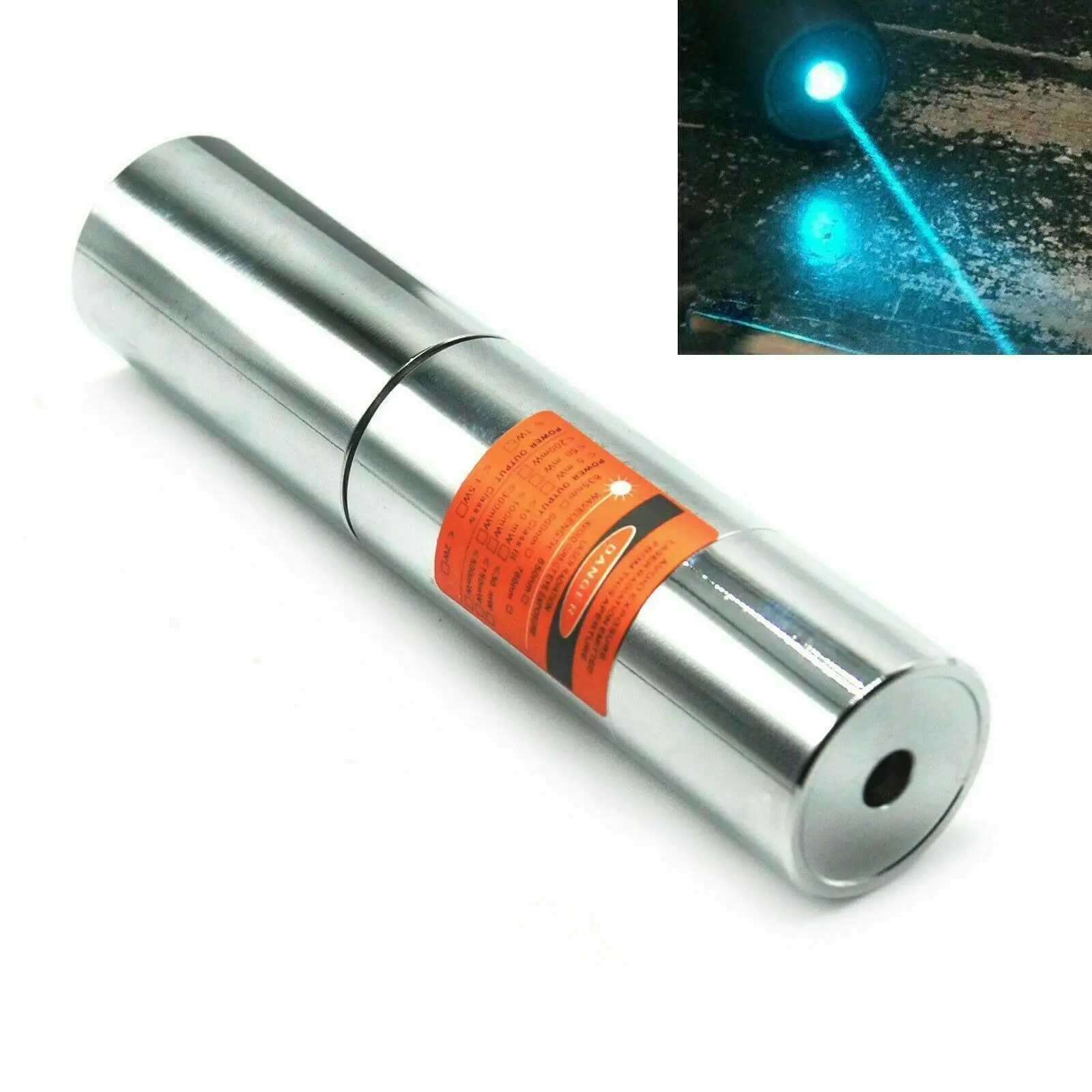 Waterproof 488nm 1mW Focusable Dot Laser Pointer 18350 Cyan-Blue Flashlight Box 