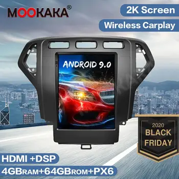 

Tesla Style Vertical Screen Android 9 4+64G Car GPS Navigation Radio For Ford Mondeo 2007-2010 Multimedia Player Stereo Headunit