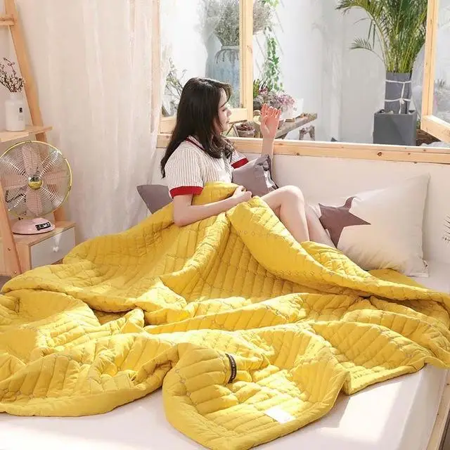 yellow 40 тонкое летнее Клетчатое одеяло, покрывало, домашний текстиль, покрывало - Color: yellow