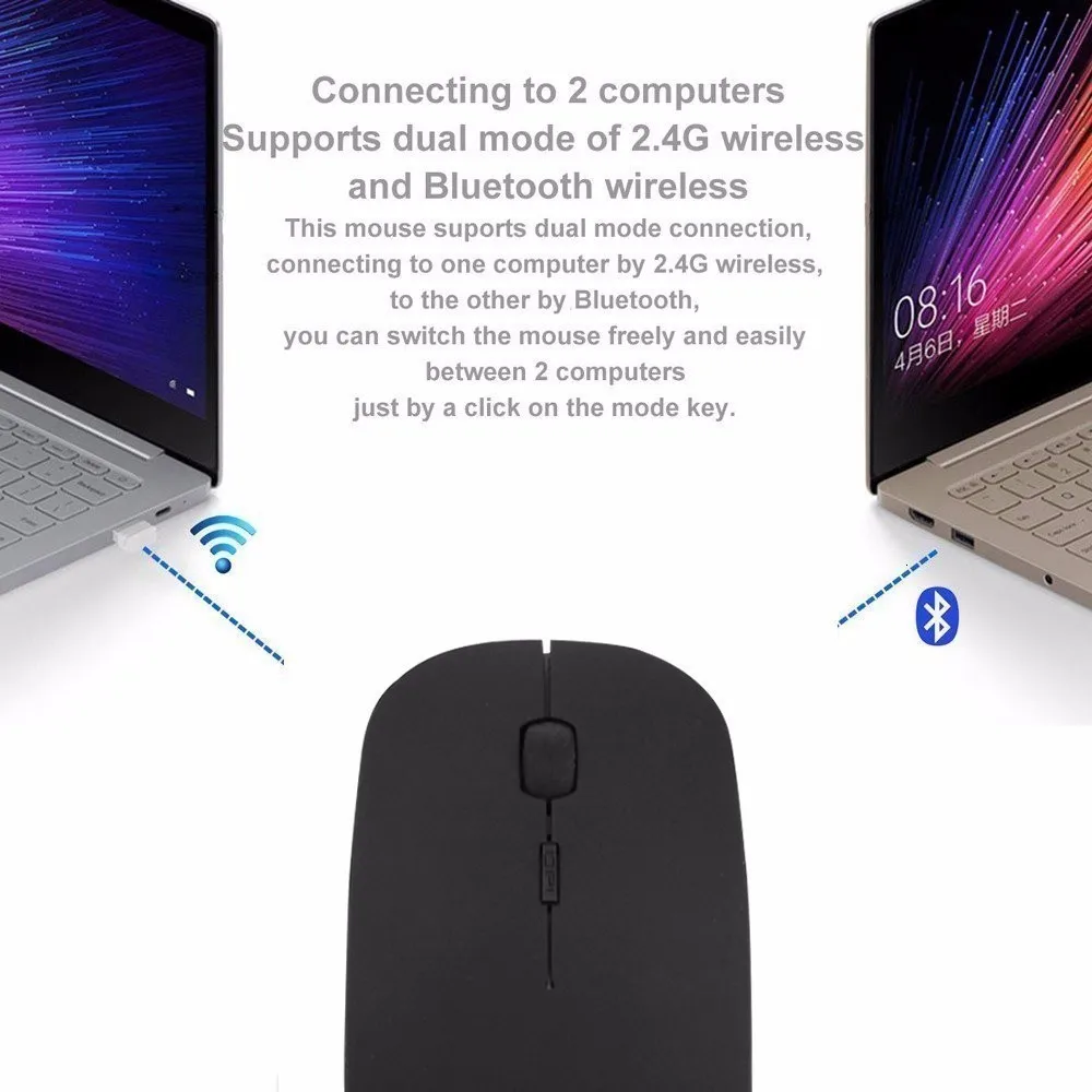 CHYI Bluetooth 4,0+ 2,4G Беспроводная Двухрежимная перезаряжаемая Бесшумная оптическая мышь 1600 dpi ультра тонкая компьютерная мышь для Macbook