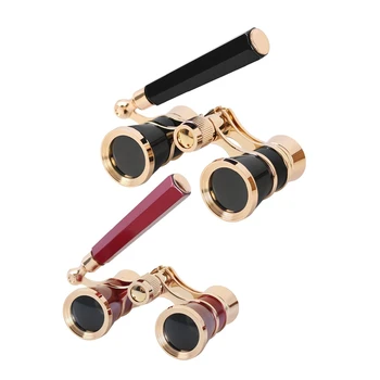 

2pcs 3X25 Opera Binocular Coated Lens Telescope Opera Glasses Coated Theater Glass Lady Glass Handle Women Girls Gifts - Red & B