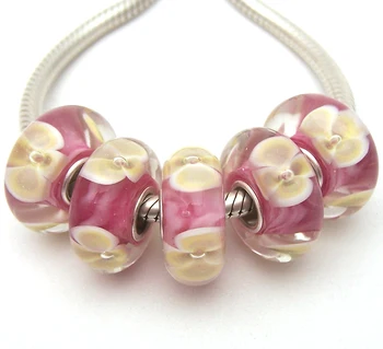 

JGWG1339 5X 100% Authenticity S925 Sterling Silver Beads Murano Glass beads Fit European Charms Bracelet diy jewelry Lampwork