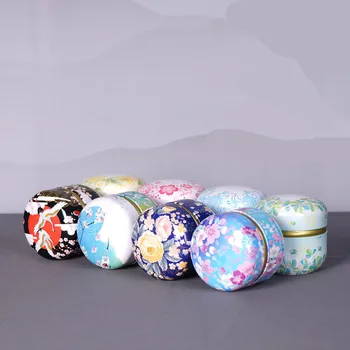 

6 pcs New Japanese-style Sealed Small Metal Tea Caddy Mini portable Travel Round Tin Box Apple Box Scented Tea Packaging Tin Box