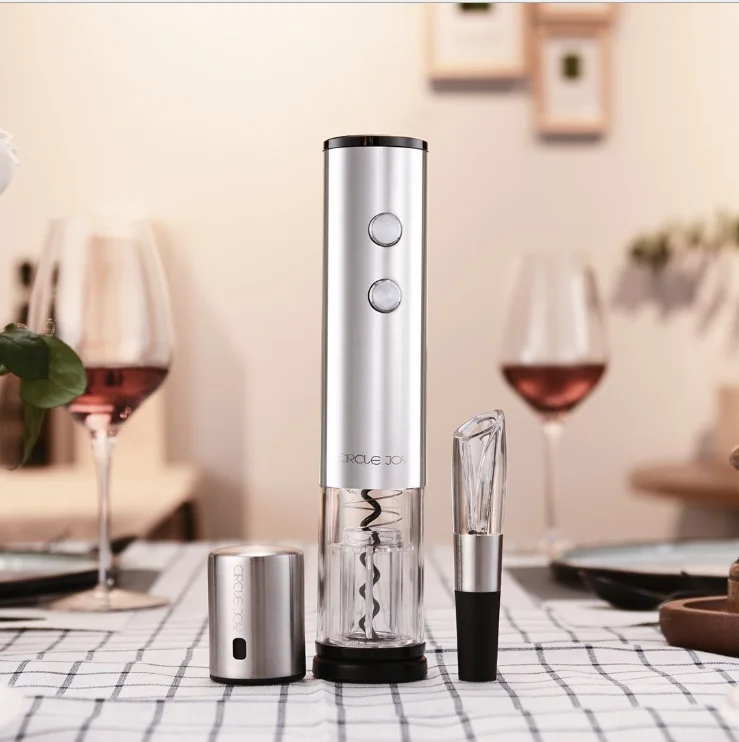 

GJ 4in1 Circle Joy Automatic Red Wine Bottle Opener Round Wine Stopper Stainless Steel Electric Corkscrew Gift Wine Opener Wine
