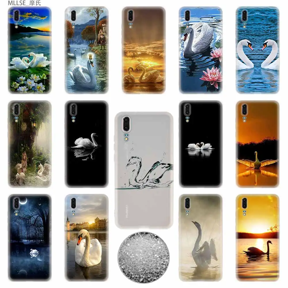 swan TPU Soft Phone Case For Huawei P50 P40 P30 P20 Pro Lite p30lite p50lite P samrt Z 2020 2019 Cover | Мобильные телефоны и