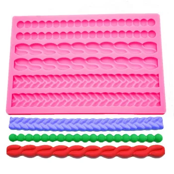

3D Pearl Knit Rope Silicone Fondant Mould Cake Border Decorating Molds Gumpaste Kitchen DIY Baking Decorating Cake Tools hot