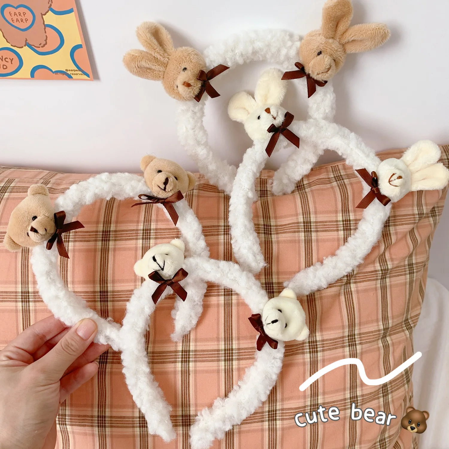 

Ins Style Cute Rabbit Plush Hair Band Lamb Wool Hair Band Headband Bear Hair Band Headband Girl Christmas Gift