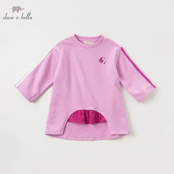 

DBK10666 dave bella autumn 5Y-13Y kids clothes children sweet solid T-shirt girls high quality fashion tees