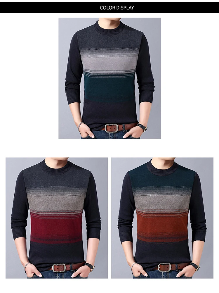 MIACAWOR, шерстяной свитер для мужчин, пэчворк, вязаный пуловер для мужчин, Осень-зима, теплые свитера с круглым вырезом, Мужская брендовая одежда Y174