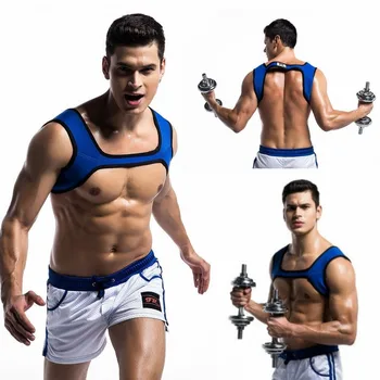 

Mens Tracksuit Set Handsome Exercising Workout Men's Harness Fitness Sport Shoulder Strap Muscles Protector Sweat Suits
