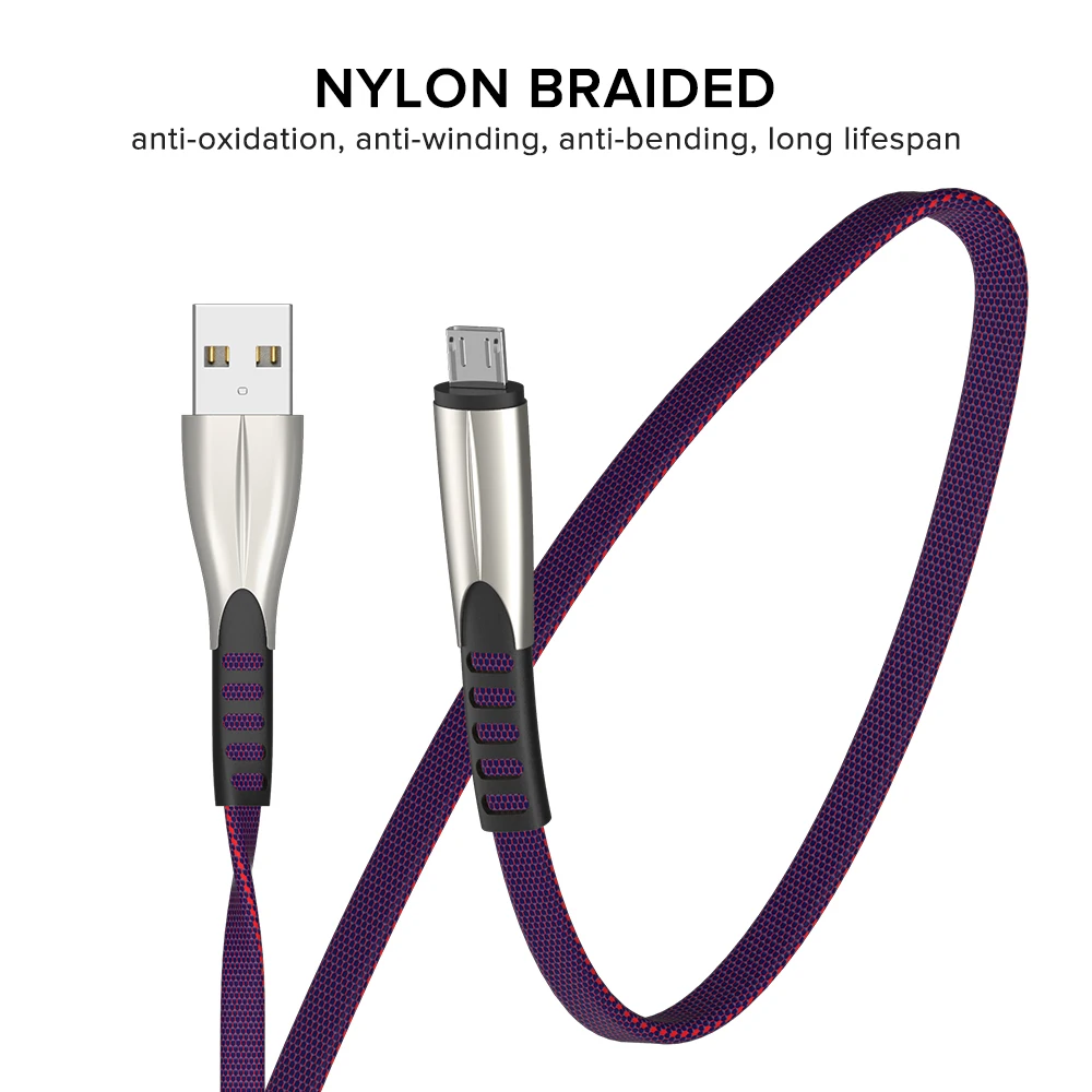 1 м 2 mi cro USB кабель нейлоновый Плетеный 2.4A Быстрая зарядка Kable для Xiaomi красный