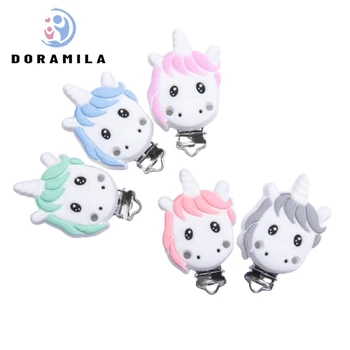 

1pc Unicorn DIY Silicone Pacifier Clips BPA Free Cartoon Animal Teether Beads Pacifier Clip Baby Oral Care Nurse Toys