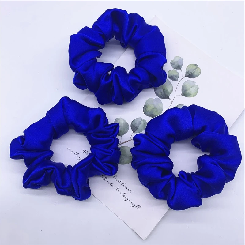 100% Pure Silk Hair Scrunchie Width 3.5cm Hair Ties Band Girls Ponytail Holder Luxurious Colors Sold by one pack of 3pcs claw hair clips Hair Accessories