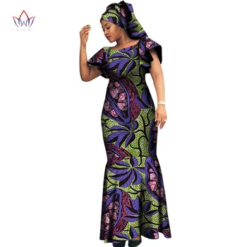 

2020 african dresses for women Fashion Design dashiki women bazin riche o-neck long dress dashiki plus size natural 6xl WY1095