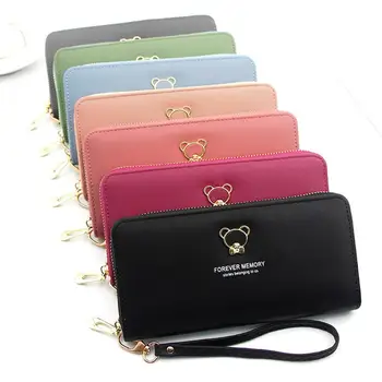 

Casual Leather Clutch Wallet for Women Purse Solid Color Leather Large Capacity Wallets Card Holder Coin Bag Ladies Wallet #20