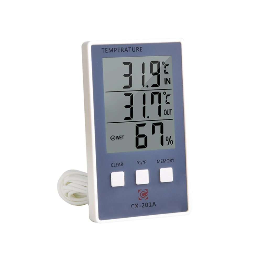 E-Greetshopping Termómetro para exterior e interior higrómetro inalámbrico con reloj monitor con sensor exterior termómetro higrómetro estación meteorológica digital 