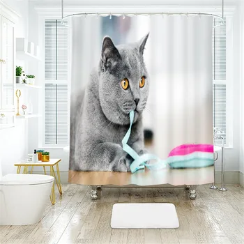 

Animals Printed Lion Crocodile Cat 3d Bath Curtains Waterproof Polyester Fabric Washable Bathroom Shower Curtain Screen