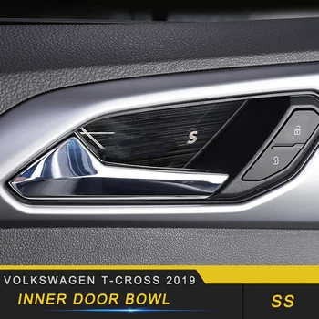 

For Volkswagen T-CROSS 2019 Car Styling Inner Door Bowl Wrist Cover Trim Frame Sticker Interior Accessories