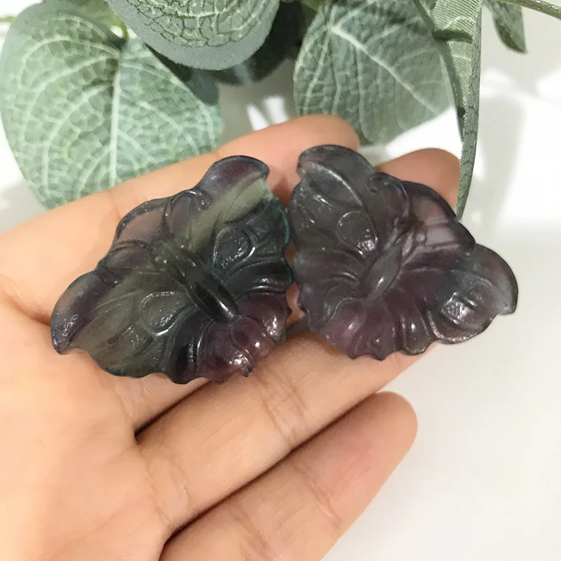 Красивый флюорит бабочка продукт натуральный целебный Кристалл Ручная резьба хороший дизайн для подарков и украшения MY