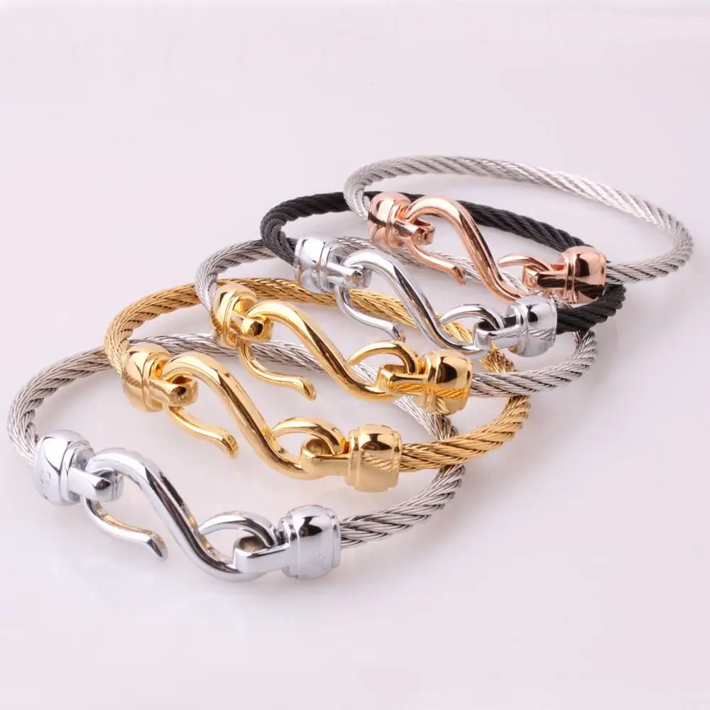 Старомодная шикарная Новое поступление весна провод линия красочный Титан стальной браслет стрейч из нержавеющей стали браслеты в виде каната для женщин