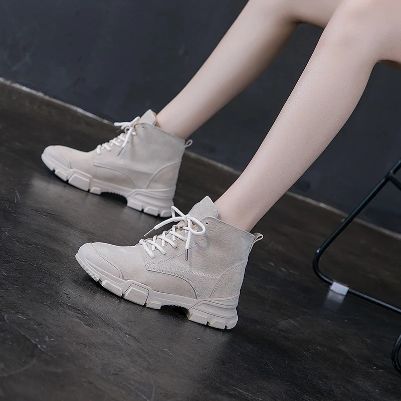 

Autumn & Winter New Style Genuine Leather Handmade Women's Boots Retro Literature And Art Casual Short Boots Lace-up Martin Boot