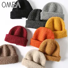 OMEA, одноцветные шерстяные зимние шапки для женщин, из альпака, Вязаная мужская вязаная шапка для девочек, унисекс, праздничная теплая шапка с черепом, Морячка, Лыжная шапка