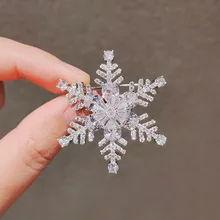 

Real Gold Plated Korean Flash Diamond Snowflake Brooch