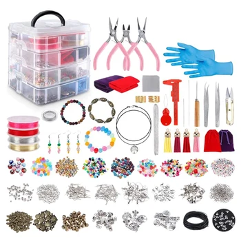 

Jewelry Making Kit Jewelry Supplies Beads Making Pliers Beading Wire Kit for Making Repair Jewelry Making Tools