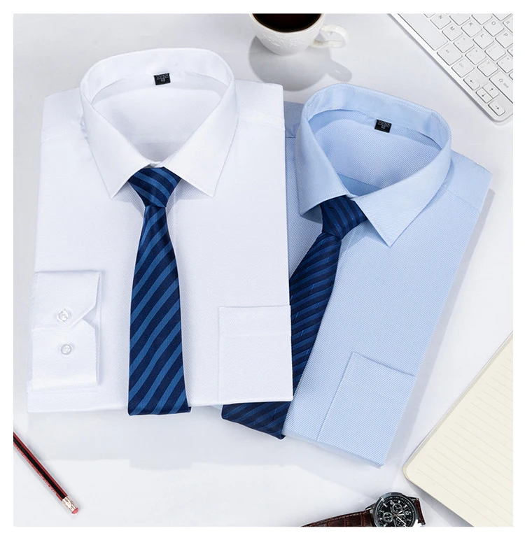 Рубашки мужские без глажки официальная одежда осень рабочая одежда однотонные Брендовые мужские летние с длинным рукавом банкет плюс размер 38 40 44 MOOWNUC