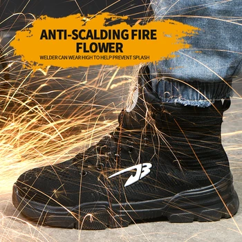 

Men Safety Work Boots Anti-smashing Men Shoes Steel Toe Cap Safety Boots Indestructible Working Shoes Outdoor Sneakers with Fur
