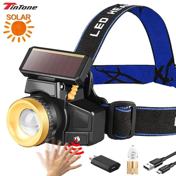 

LED Headlight New Motion Sensor Solar Charging Telescopic Zoom Waterproof Outdoor for Fishing Built-in Battery