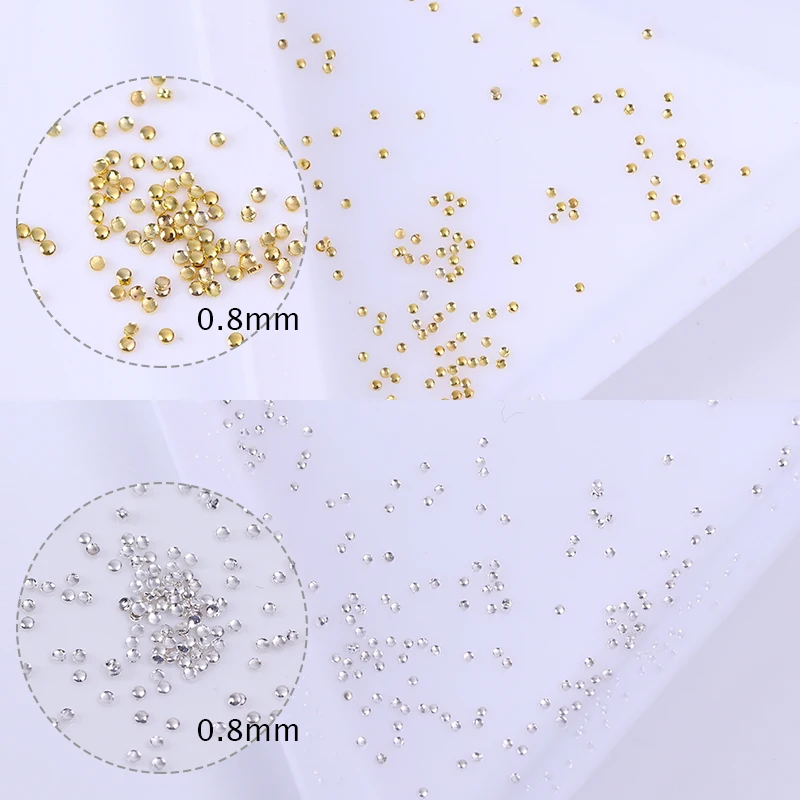 100 шт./пакет Стразы для ногтей Мини бисер Золото Серебро Цвет украшения для ногтей DIY украшения для ногтей аксессуары для ногтей инструмент