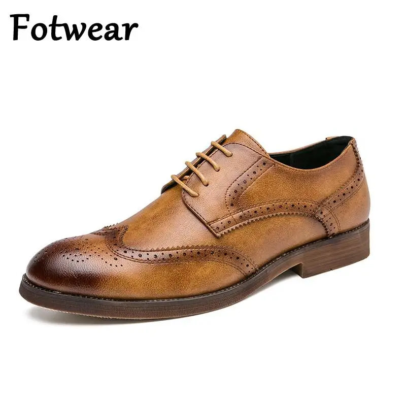 Men Brogue Shoes Big Size 47 46 Classic Mens Formal Oxfords Leather Dress Shoes Business Wedding Adult Lace Up Footwear mens brogue shoes