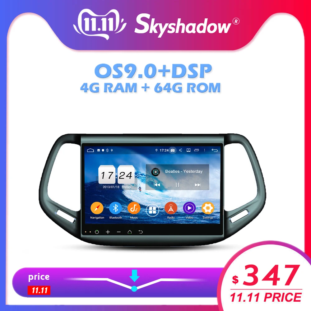 

IPS DSP Android 10,0 4 Гб Оперативная память + 64 Гб Встроенная память + 8 CORE dvd-плеер для автомобиля Wi-Fi Bluetooth 4,2 Радио RDS GPS карта для Jeep Compass 2016 2017