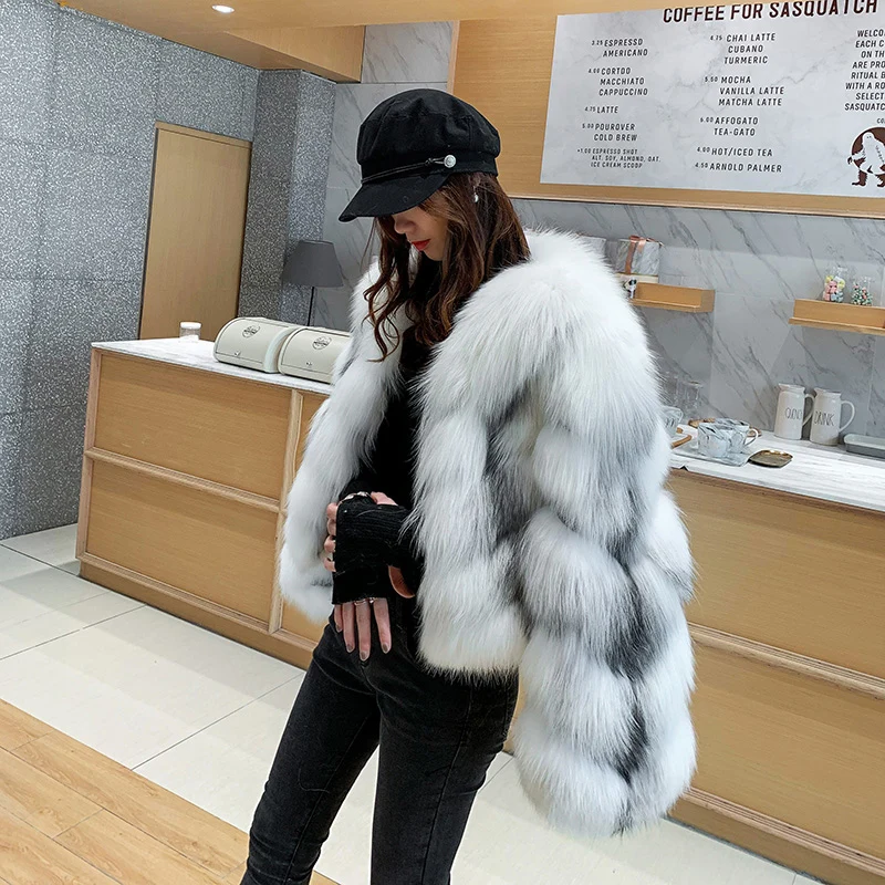 ZDFURS* Новая женская теплая шуба из натурального Лисьего меха короткая зимняя меховая куртка верхняя одежда из натурального меха голубой лисы пальто для женщин Горячая Акция