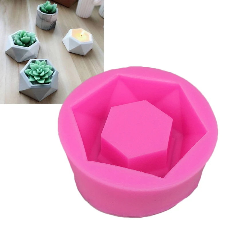 Design 3D Silicone Flower Pot Plant Mold DIY Crafts Vase Soap Mould Random Color
