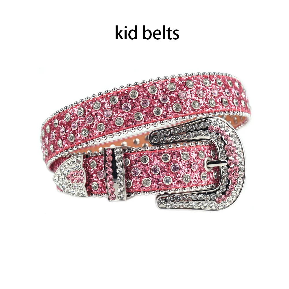 Western Rhinestone Belts Boy Girl Children's Belts Students Dresses Ladies Waistband Baby Girls Bling Diamond Waist Belt mens braided leather belt Belts