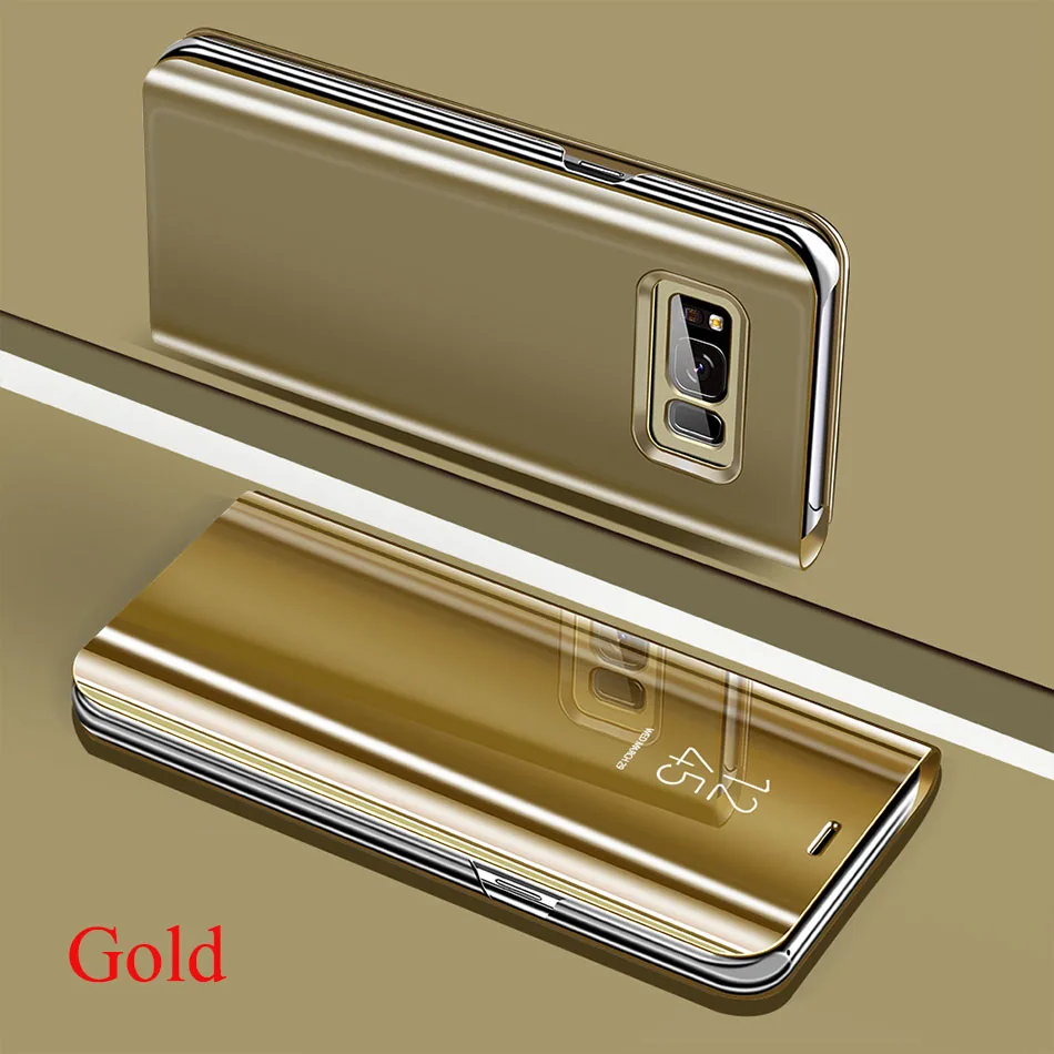 Gold Умный зеркальный флип-чехол для samsung Galaxy A50 A70 A40 S10E S10 S9 S8 S7 S6 Edge Plus Note 8 9 10 Pro A10 A6 A8 J6 J8 плюс Чехол - Цвет: Gold