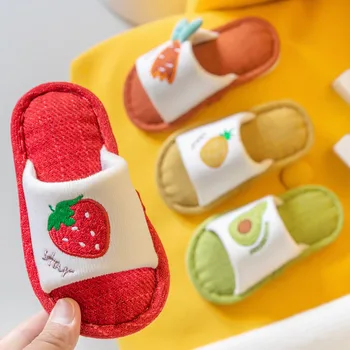 

Autumn Kids Slippers Slides Girls Toddler Fruit Strawberry Avocado Cotton Flip Flop Baby Boys Indoor Shoes Warm House Children