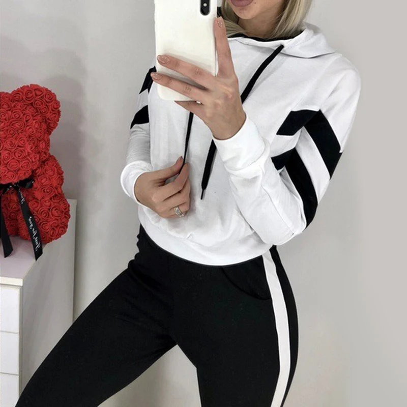 Зимний комплект из 2 предметов, толстовка, спортивный костюм для женщин ...