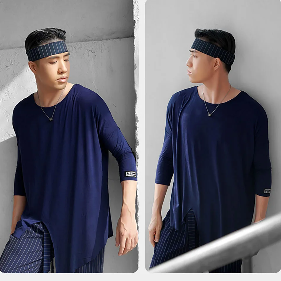 Male Latin Dance T-Shirt Round Neck Men Dance Shirt Ballroom Latin Dancing Clothes Professional Competition Dancewear dance shirts