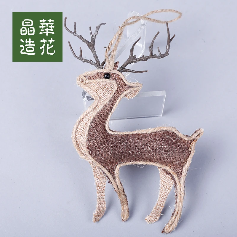 DIY льняная Рождественская Маленькая подвеска олень сова лиса Подарочная коробка Рождественская елка украшение