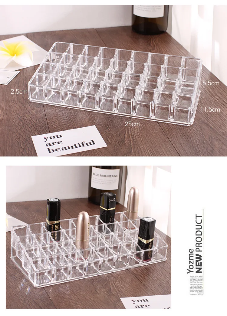 Acrylic Cosmetics Organizer Cotton Pads Container Storage Box For Makeup Acryl Multifunctional Lipstick Organizer (17)