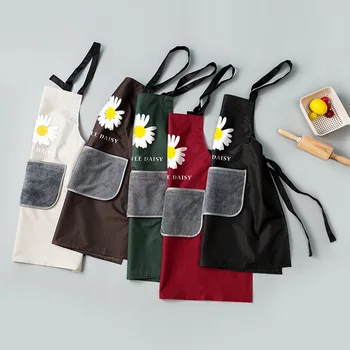 

Cooking Kitchen Apron for Woman Chef Waiter Cafe Shop BBQ Hairdresser Aprons Bibs Kitchen Accessory with Removable Hand Towel