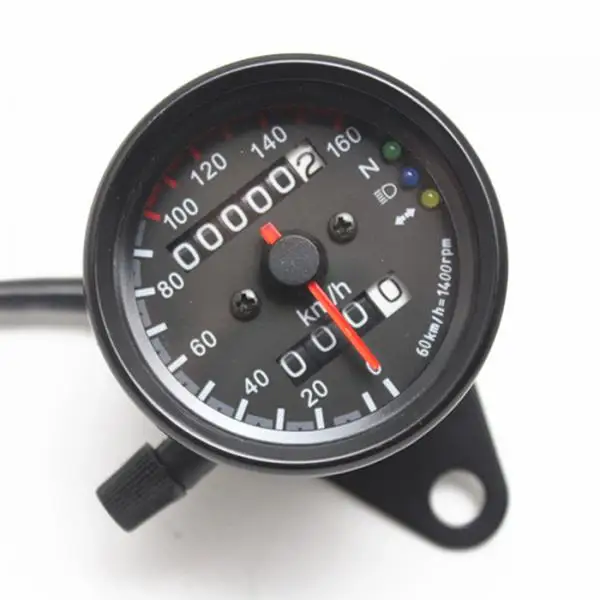 LED Backlit Signal Motorcycle Odometer KMH Speedometer Gauge Cafe Racer