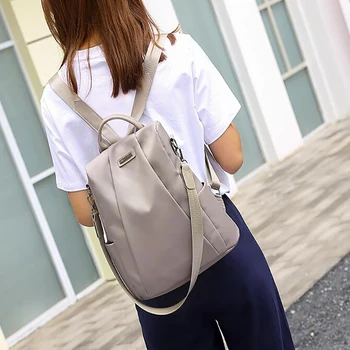 

2020 NEW Women's Anti-theft Backpack Fashion Simple Solid Color School Bag Oxford Cloth Shoulder Bag