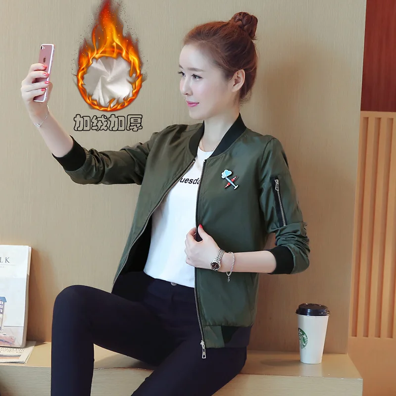 

Figure Rong plus Thick Cotton Pilots Baseball Uniform Jacket Women's Autumn And Winter Reversible Jacket Versatile Coat